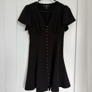 EVER NEW Black Mini Dress with Button Accents, Size 2